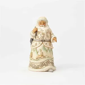 Enesco Jim Shore Heartwood Creek White Woodland Santa with Skates, 5.5" Figurine