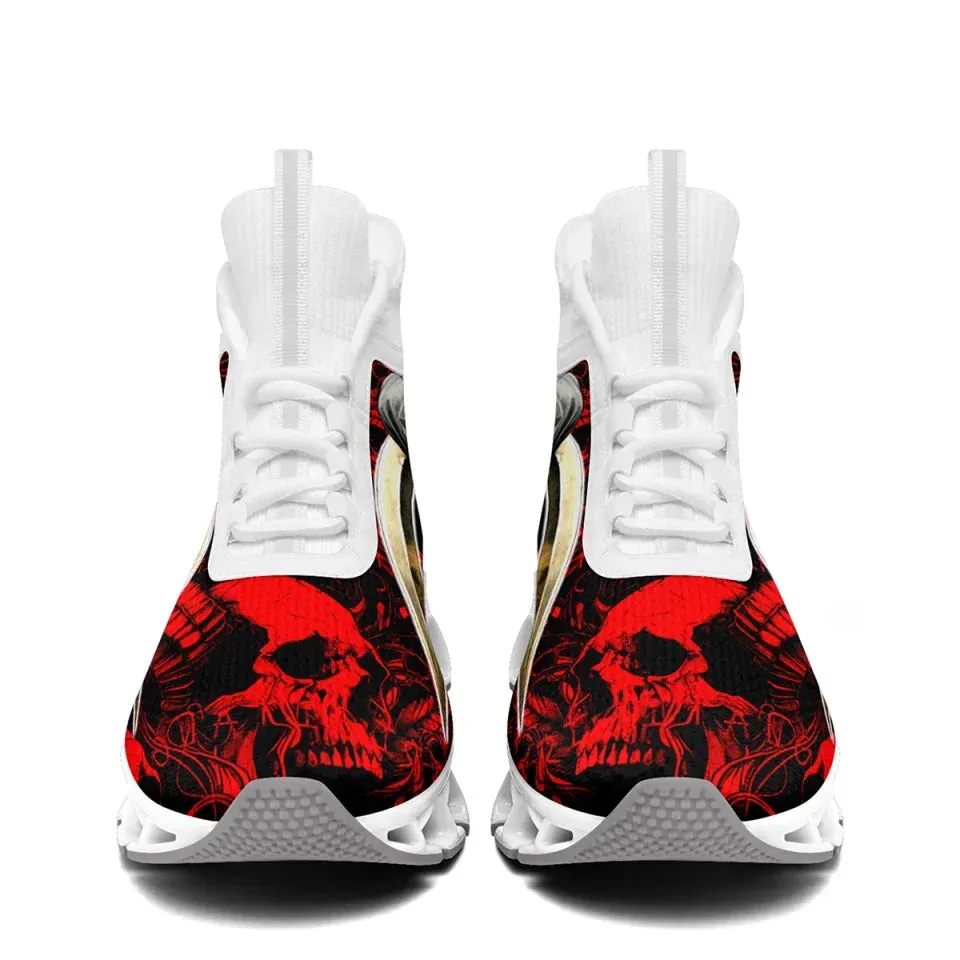 Unique Gift,Personalized Skull Sneakers, Custom Gothic Running Shoes, Breathable Unisex Shoes